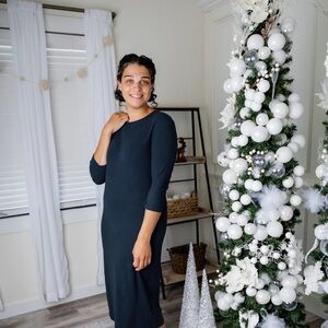 Nuggles Elegant Navy Blue Winter Layering Dress